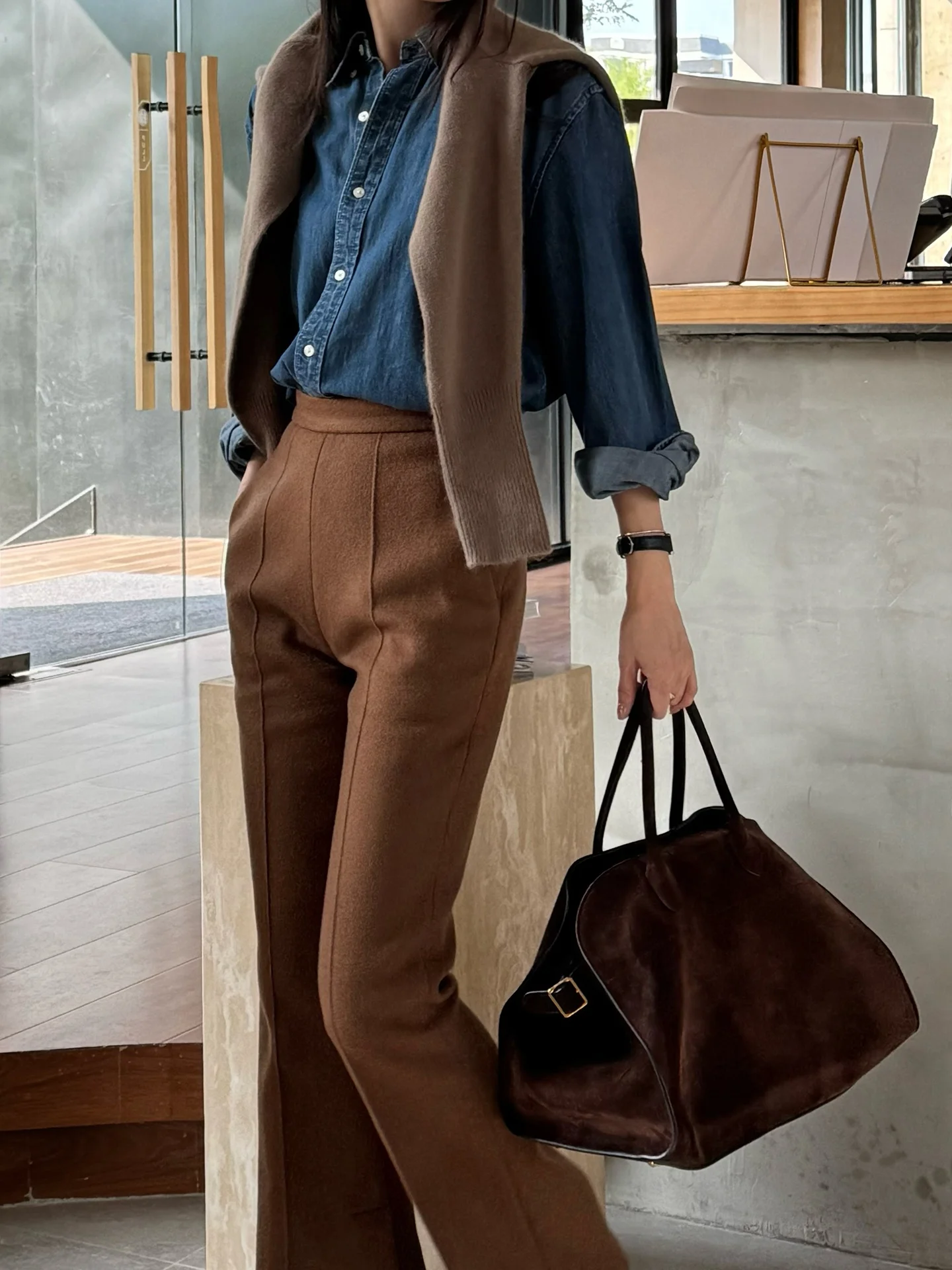 

Шерстяные брюки с высокой талией и широкими штанинами на молнии, модные осенне-зимние женские брюки Cleanfit, цветные, из полиэстера, 50% полиэстер