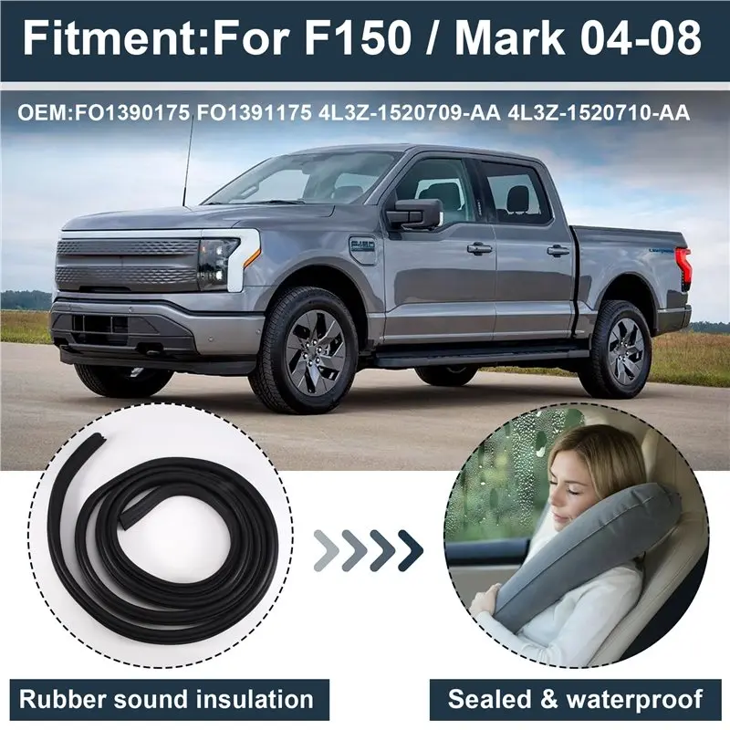 Durable-FO1390175 FO1391175 4L3Z-1520709-AA 4L3Z1520710AA Front Door Seal Weatherstrip For Ford F150 Lincoln Mark 04-08 New