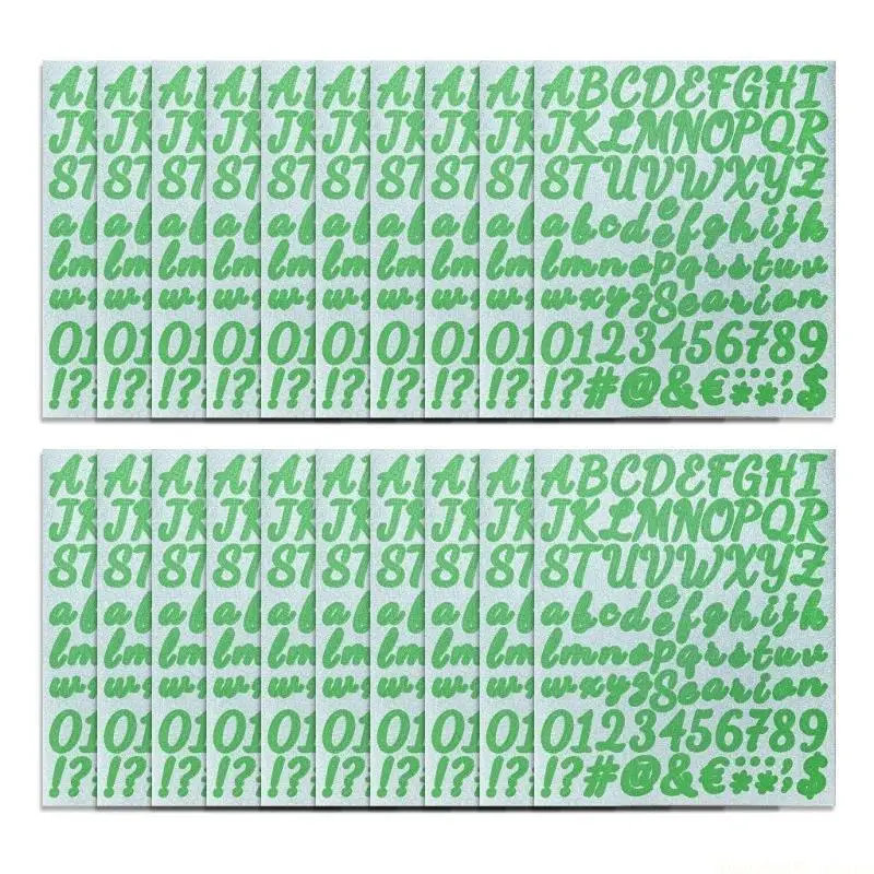 20 Sheets Colorful Letter Number Stickers Glittering Sticker Letter Decals for Journal Notebook Planner Scrapbooking