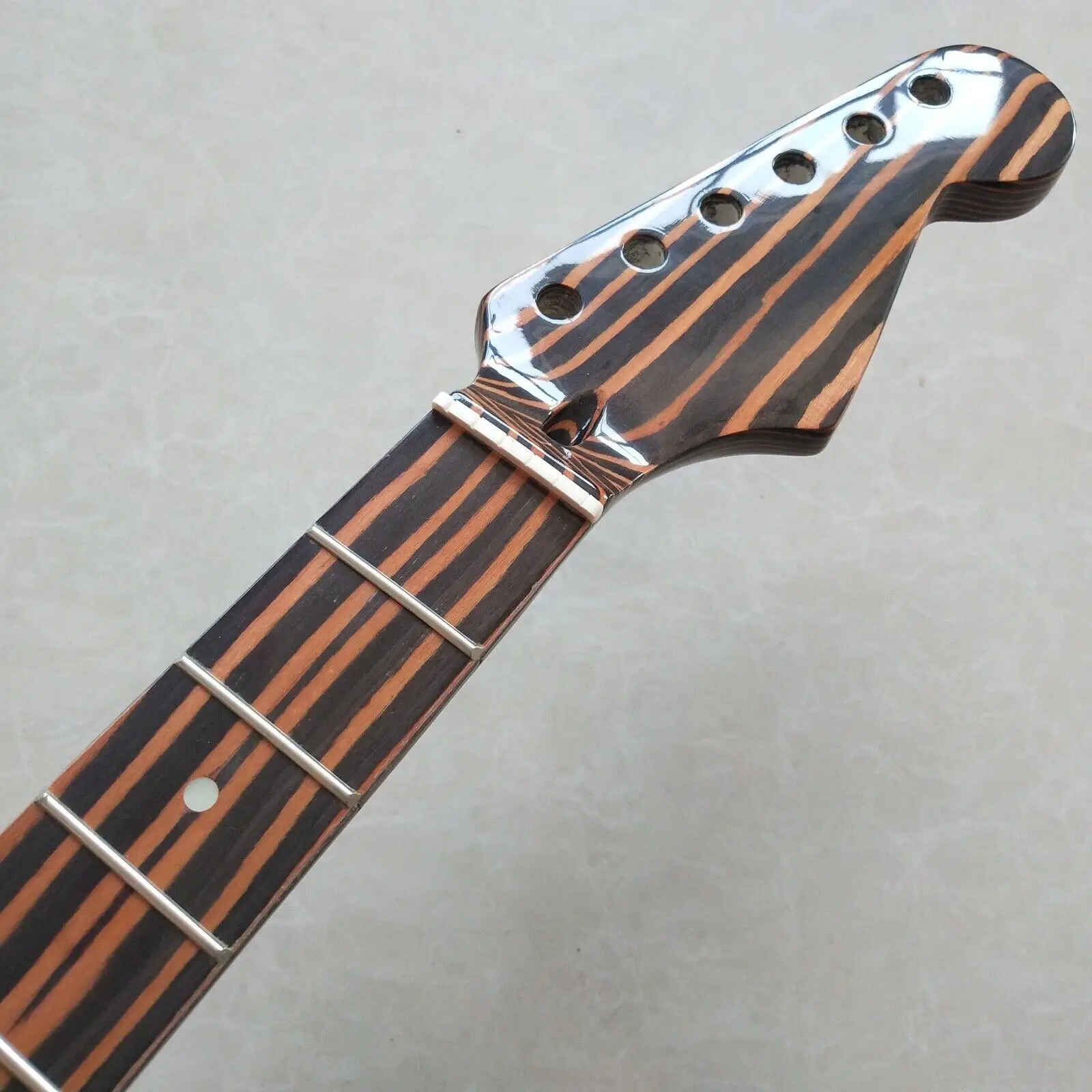 

22 Frets Gloss Zebra wood Electric Guitar Neck 25.5in Fretboard dots inlay parts