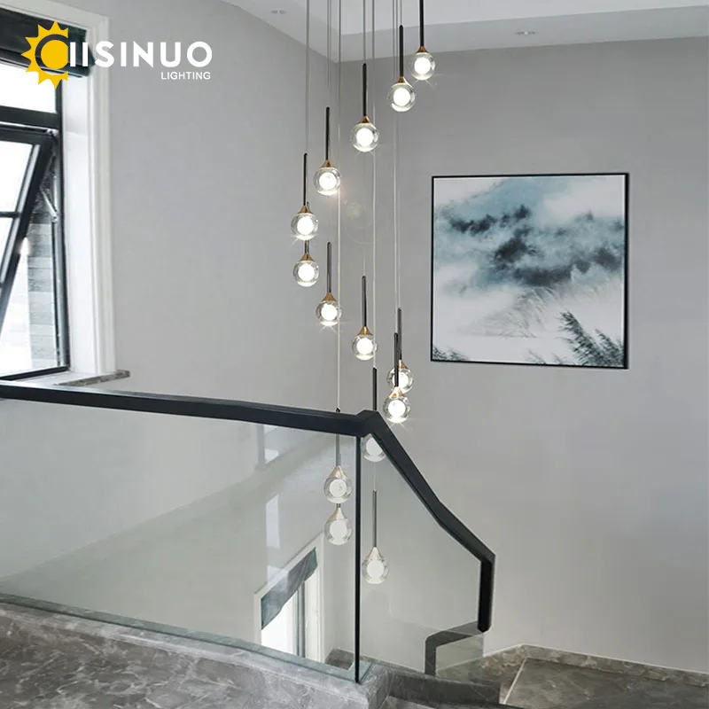 Imagem -02 - Hanging Staircase Teto Chandelier Gold Crystal Raindrop Pendant Light Spiral Suspension Lamps For Staircase Foyer Flush Mount