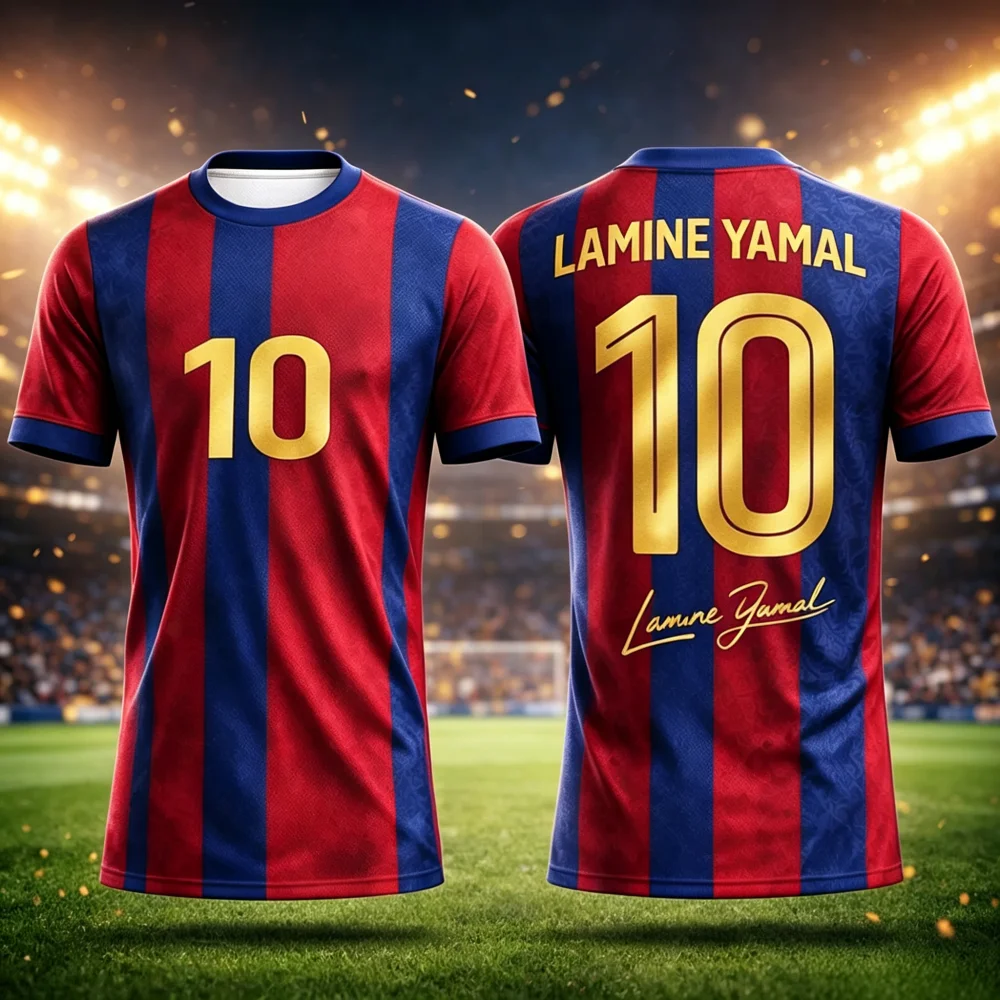 Men Football 10 Commemorative Soccer Jersey Red Blue Stripe Short Quick-dry Sleeve Print Fan Sports T‑Shirt Family Kids Matching