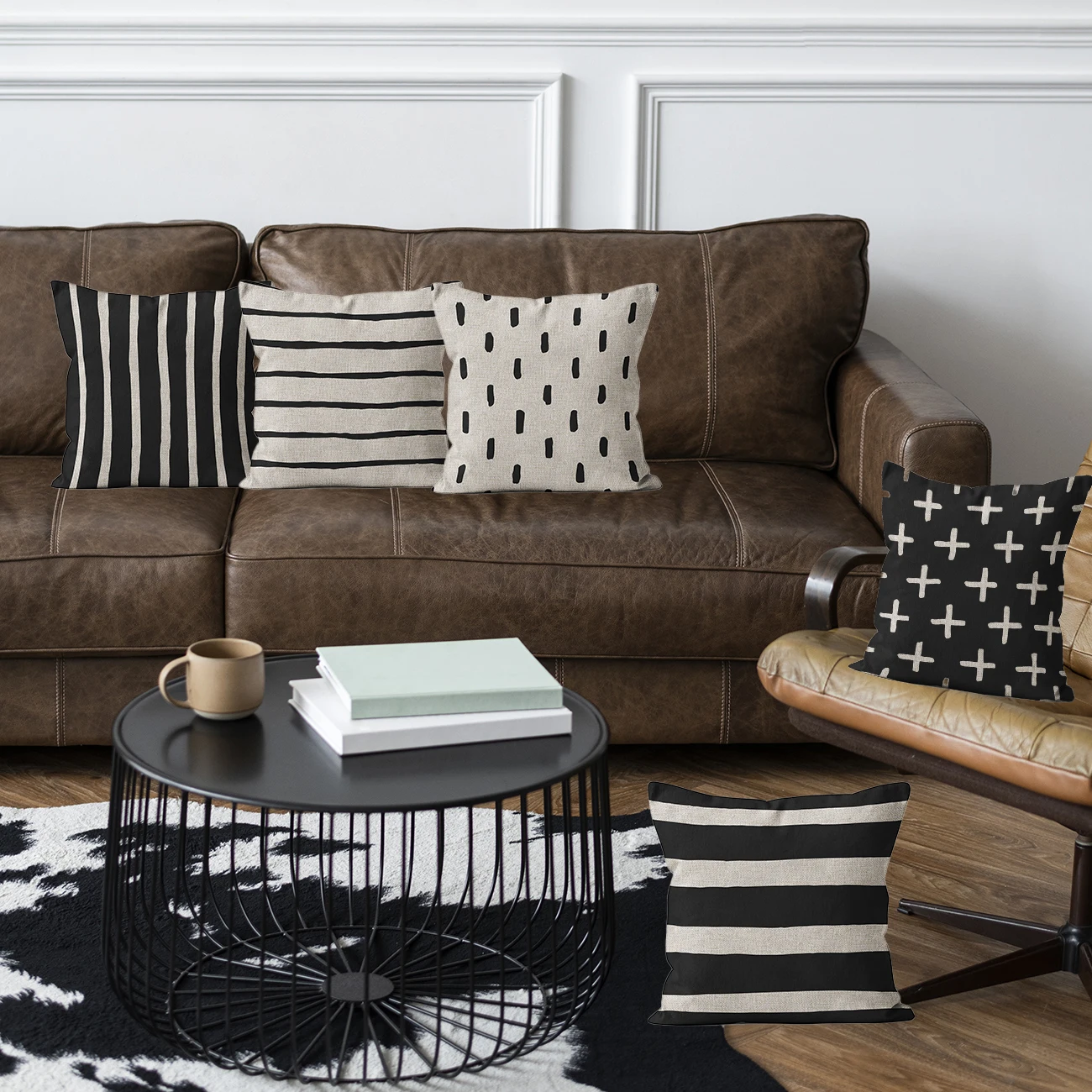 Prosta poszewka na poduszkę w paski w stylu nordyckim, artystyczna poszewka na poduszkę lniany wystrój samochodu, dekoracja wnętrz, 45x45, 40x40, poszewka dekoracyjna