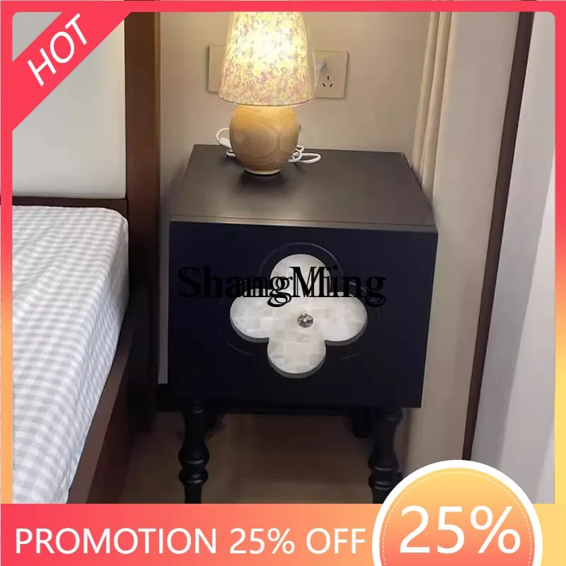 

FG bedside table retro sofa side cabinet black side cabinet living room side storage cabinet