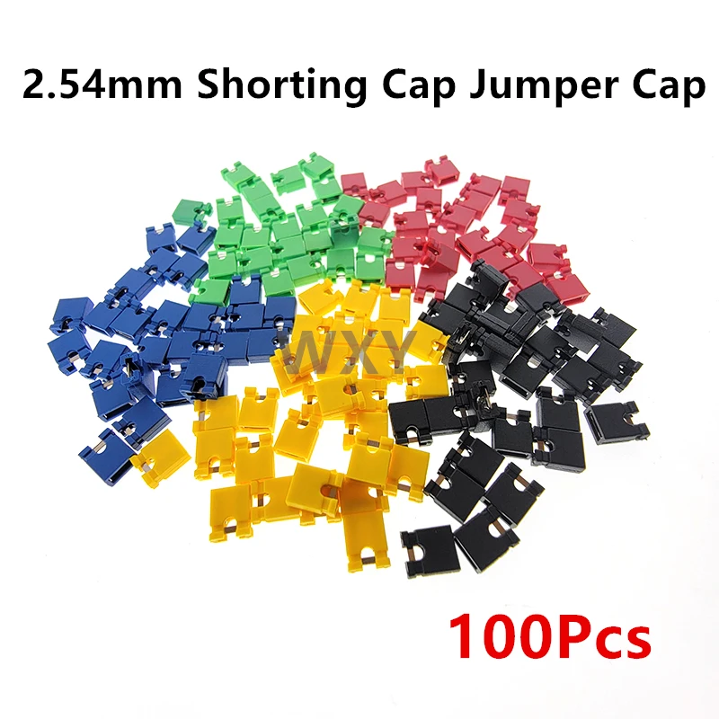 100PCS Pitch 2.54mm Pin Header Shorting Cap Jumper Cap Short Block Black Yellow Red Blue Green White