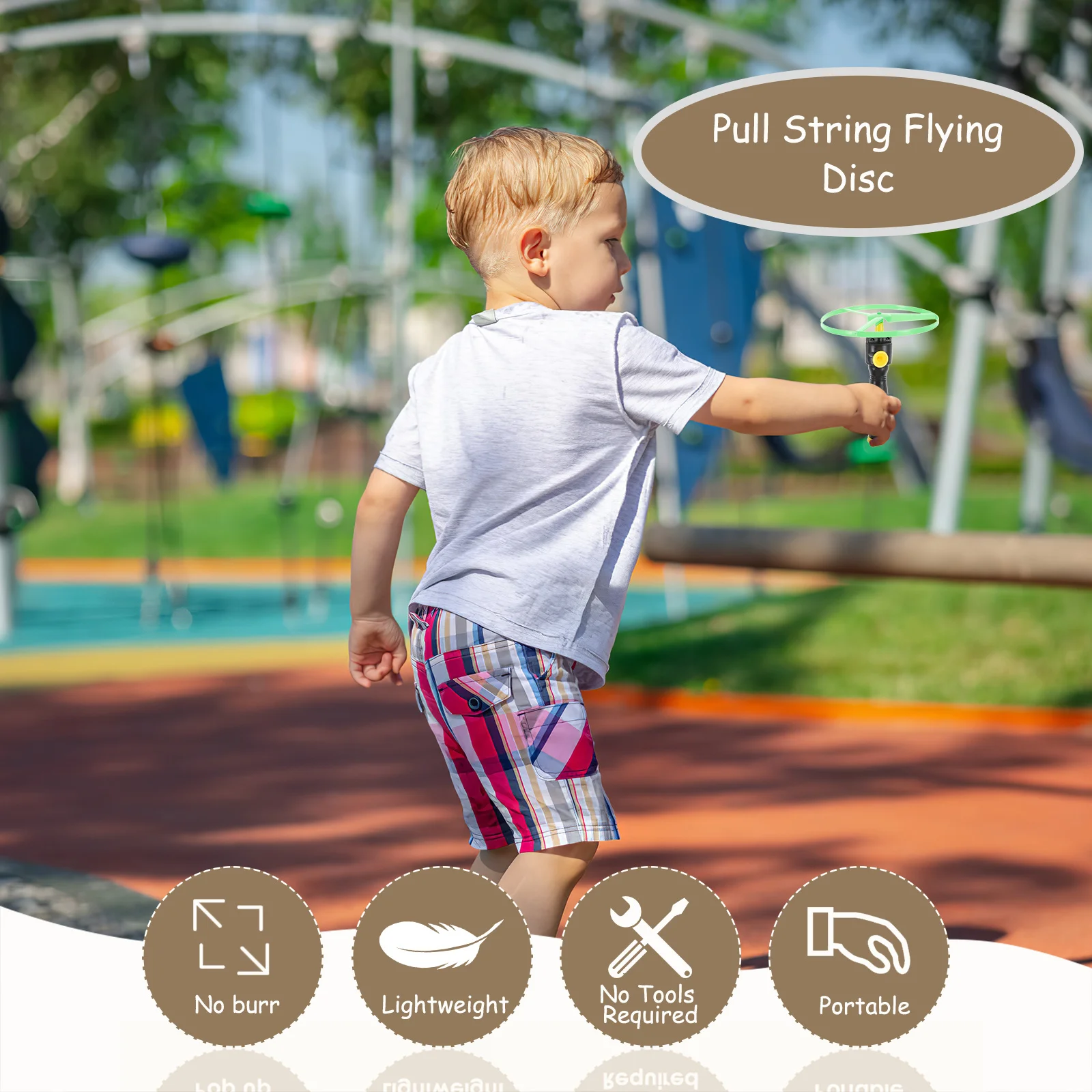 

Flying Disc Toys for Kids 3 Sets Pull String Propeller Saucers Outdoor Fun Helicopter Chaser Pet Flying Toys Children
