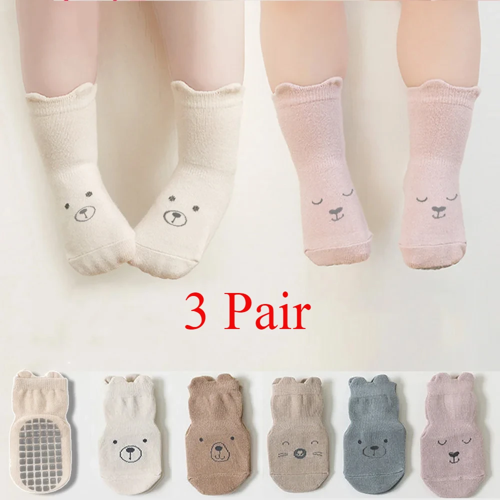 3 Paare/satz Weihnachten geschenk Infant Baby Mädchen Anti-slip Socken Baumwolle Cartoon Kleinkind Mädchen Mitte Rohr Socke Kinder Socken