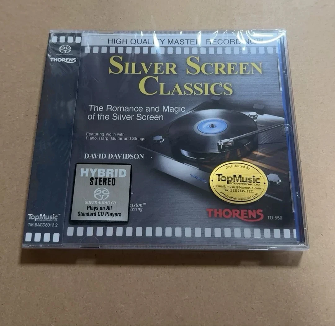 CD de Música David Davidson: Álbum Clássicos do Cinema em Prata - Moon River, Disco de Música, Cosplay, Walkman, Bandas Sonoras para Carro, Caixa de Música para Festas