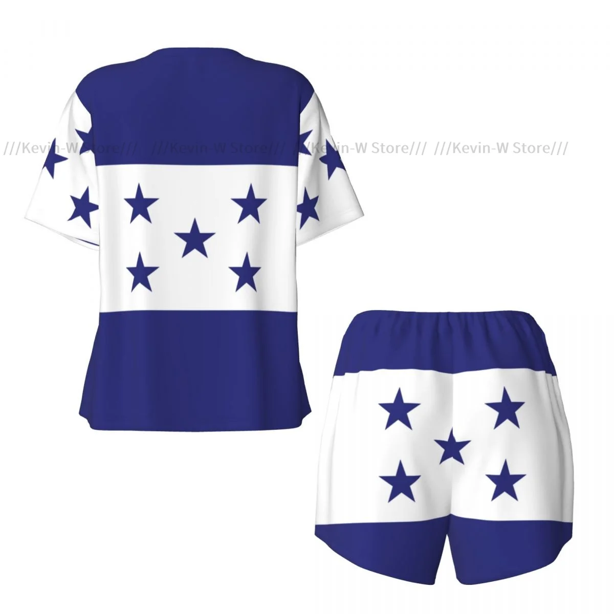 Conjunto de pijamas femininos bandeira do Honduras Homewear duas peças de manga curta curta