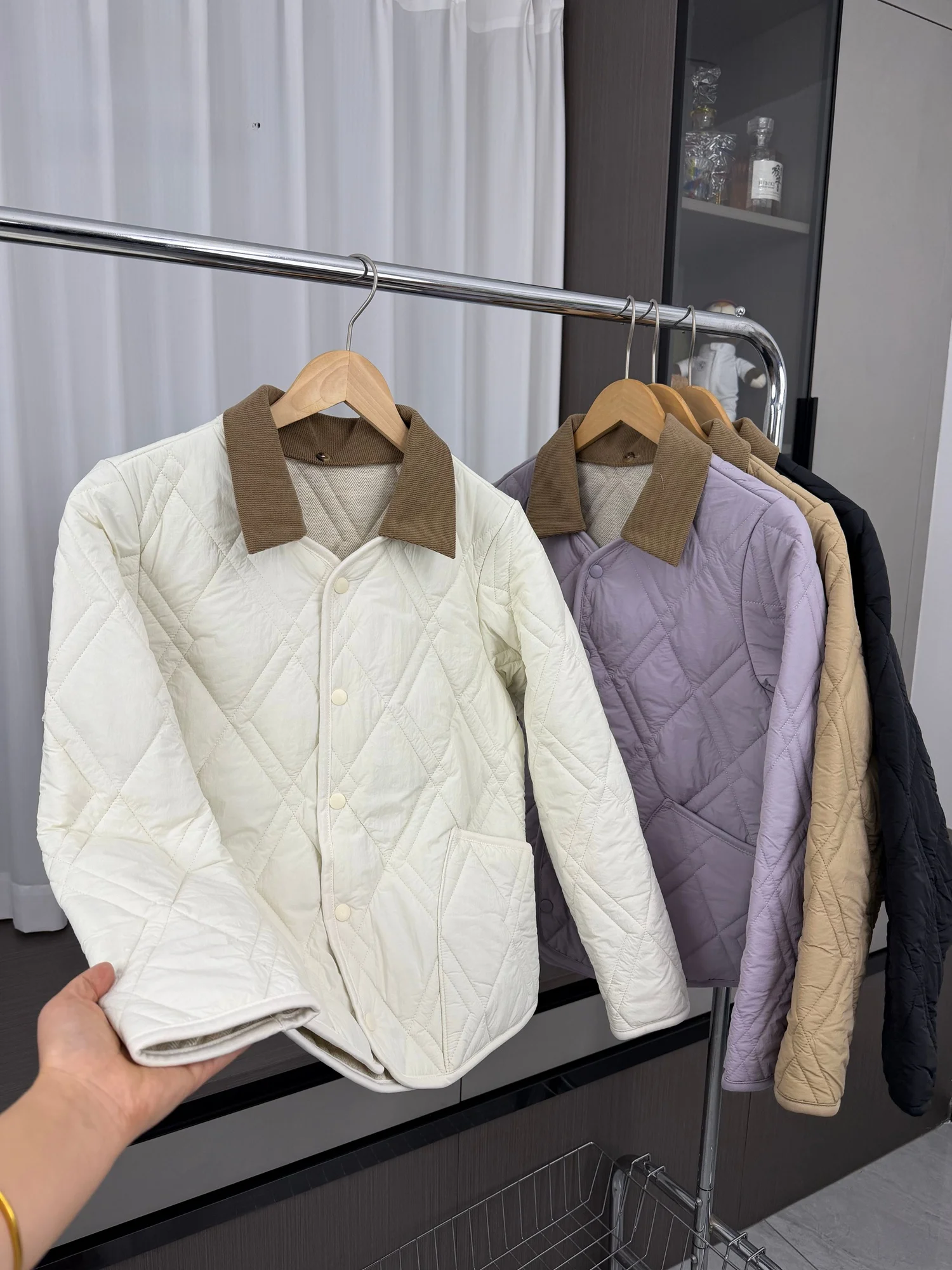 Detachable Collar Thickened Warm Cotton Jacket for Women Autumn Winter Casual Loose Fit Long Sleeve Button up Pure Color