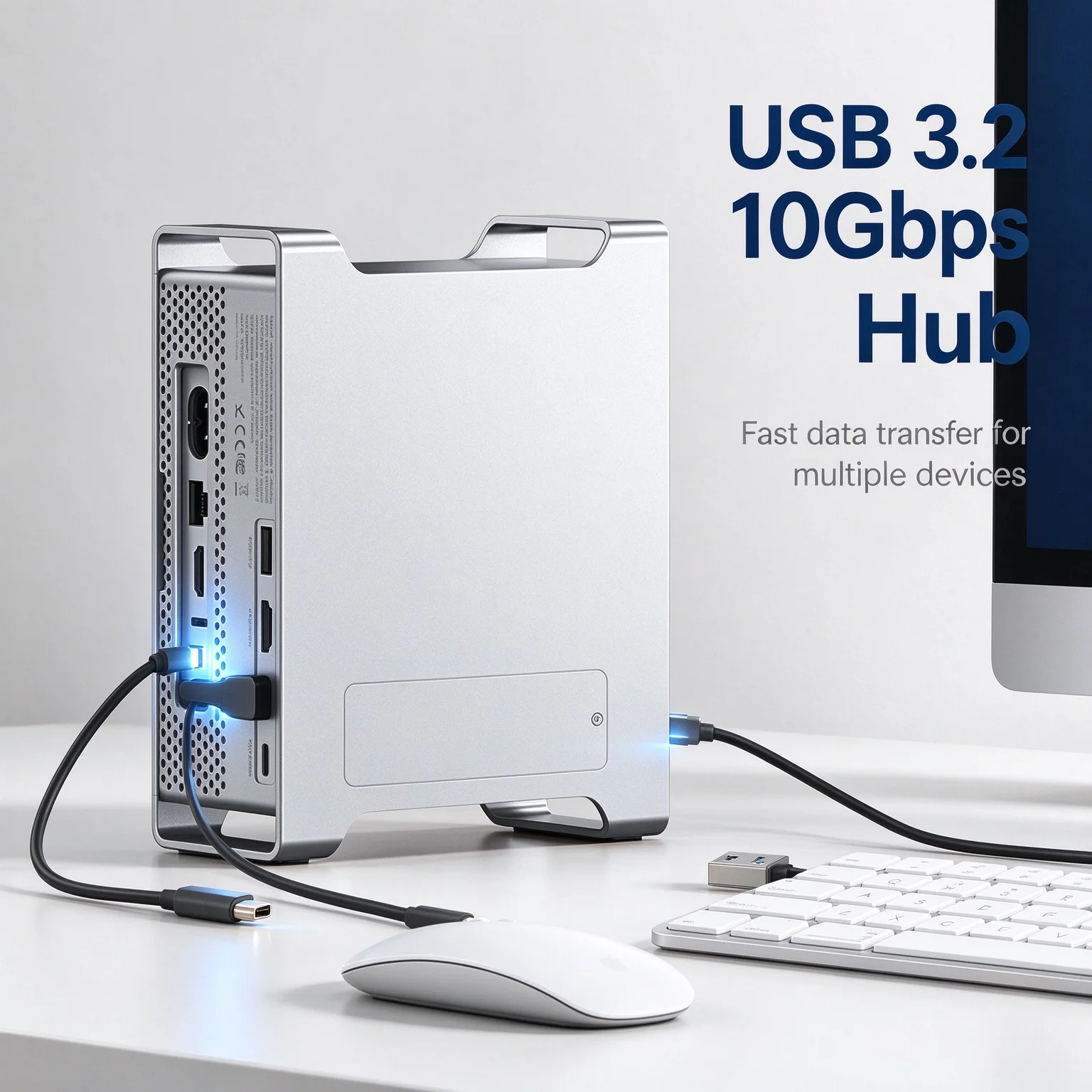 Stand Docking Station For Mac Mini M4 M.2 NVMe SSD Enclosure USB3.2 10Gbps USB Splitter Expansion Hub