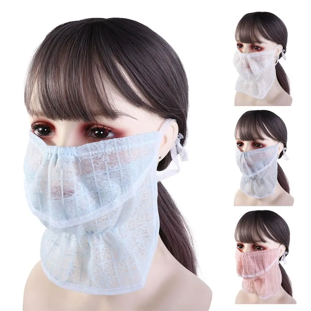 Lace For Women Summer Silk Scarf Sun UV Protection Neck Protection Sunscreen Mask Sunscreen Veil Anti-uv Face Cover Face Scarf