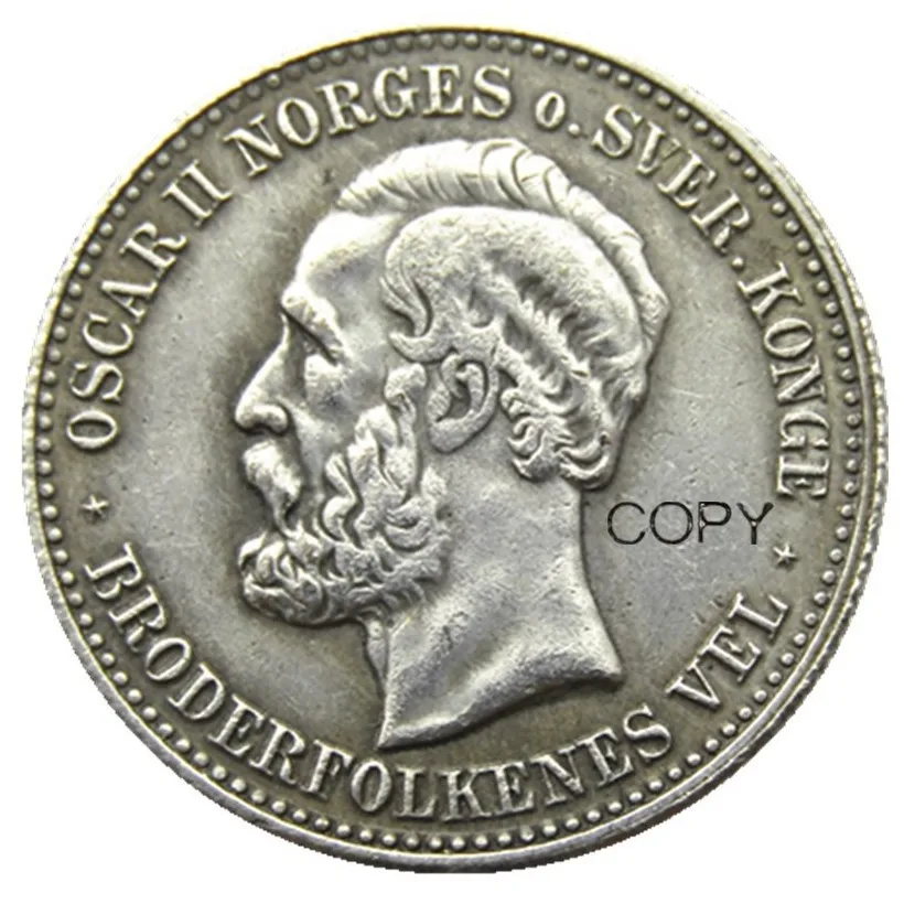 Any of (1877-1904) 7 Dates for Choice Norway 1 Kroner Silver Foreign Coin Silver Plated Copy Coins