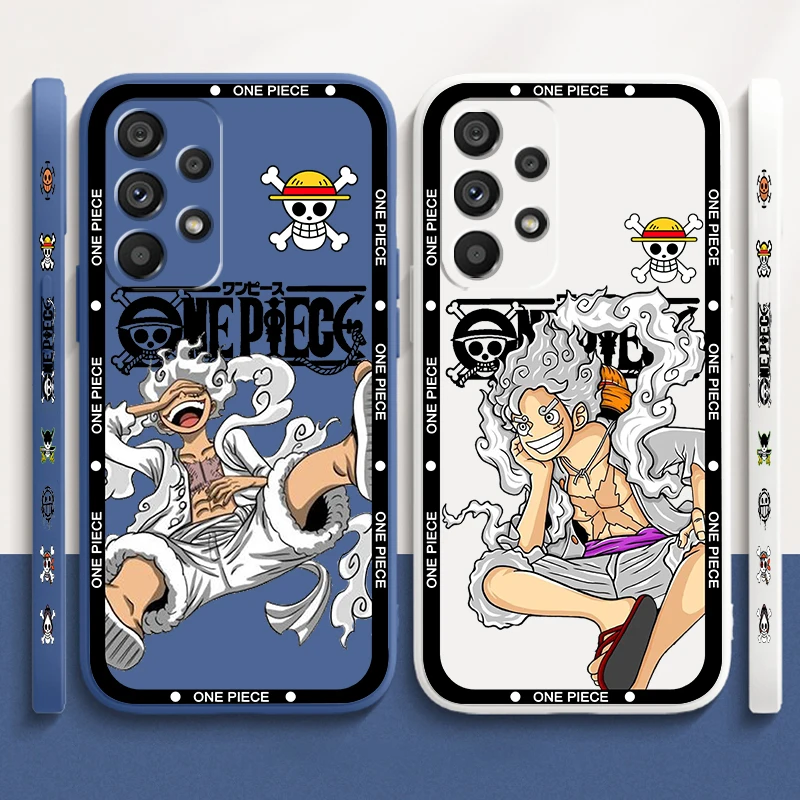 One P-Piece Luffy Cartoon Liquid Left Rope For Samsung A53 A52 S A33 A32 A51 A71 A21S A13 A73 A50 A72 A23 A12 5G Cover