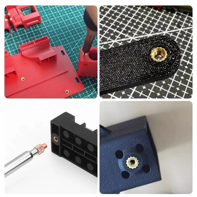 Heat Set Insert Soldering Iron Tips Kit, M2 M3 M4 Brass Hot Melt Thread Insert Tips for 3D Printing Plastic Embedded Nut