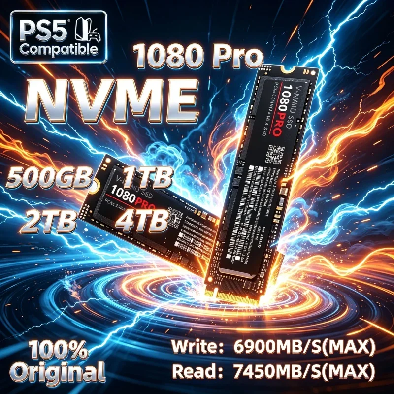 SSD NVMe M.2 4TB 1080 PRO PCIe4.0 de Alta Velocidade para Jogos, Disco de Armazenamento Interno para Laptop e Computador de Mesa