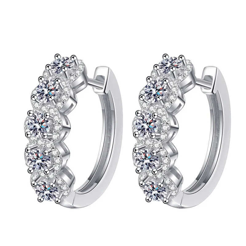 

Ourfuno Luxury 1CT Moissanite Earrings For Women Elegant 925 Sterling Silver Clip Earrings Party Wedding Jewelry Christmas Gift
