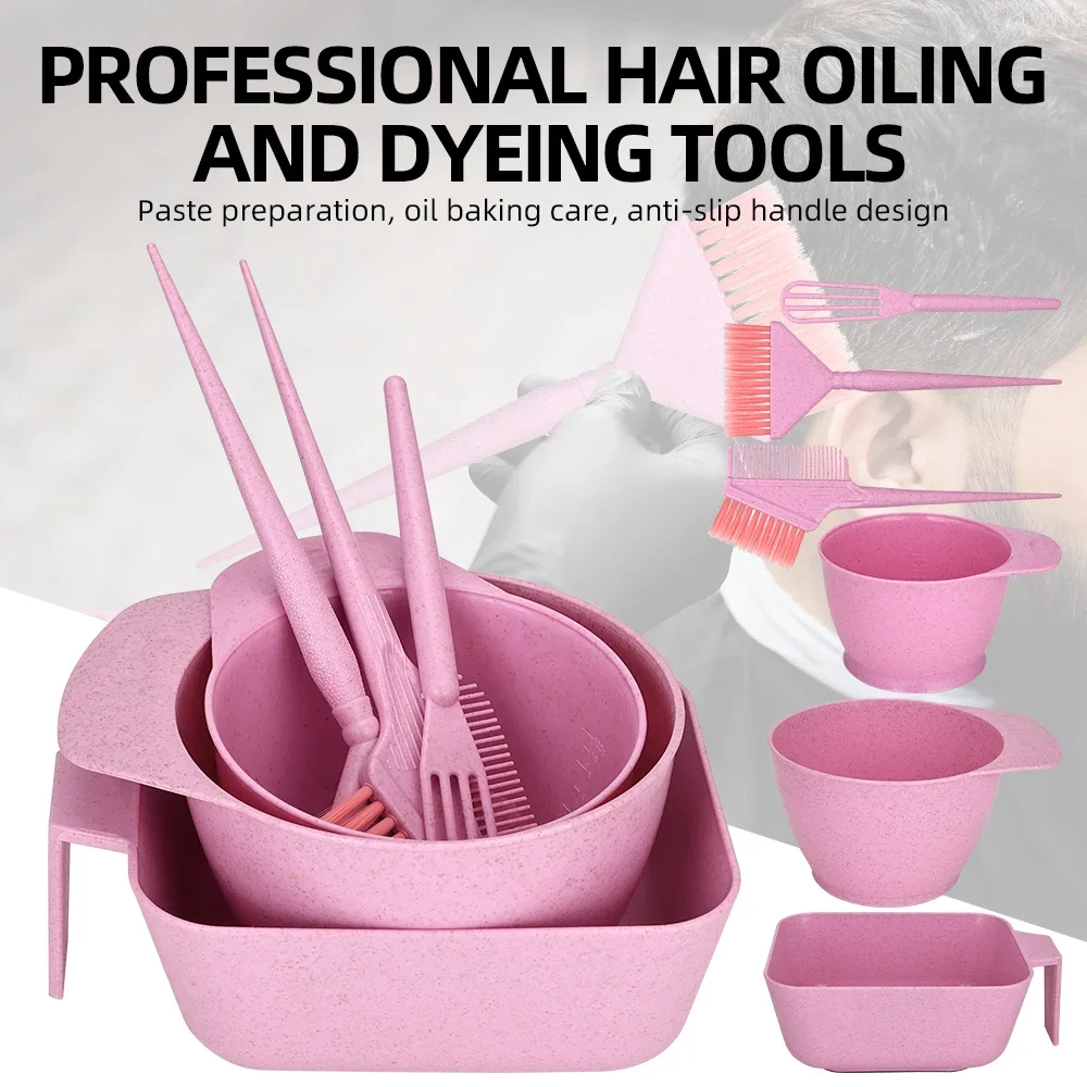 4 Colors Professional Hair Coloring Kit 6Pcs with Bowl & Brush for Bleaching Highlights, Salon & Home DIY Hair Dye Tools Set