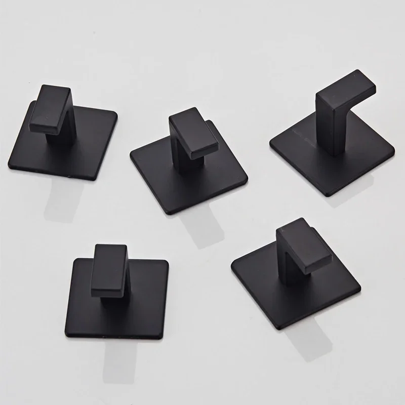 1/4pcs Black Wall Hooks Self-Adhesive Hanging Rack Keys Clothes Hanger Door Robe Hook Coat Rack Towel Holder Bathroom Accessorie