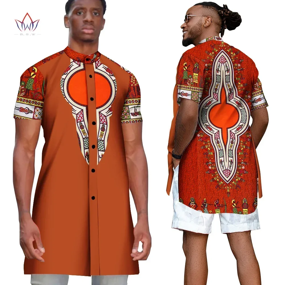 Mens Camisa de Manga Curta Dashiki Tops Camisa para Homens Slim Fit Partido Tradicional Camisas Homens Africanos Vestuário Stand Pescoço 6XL Kg1107