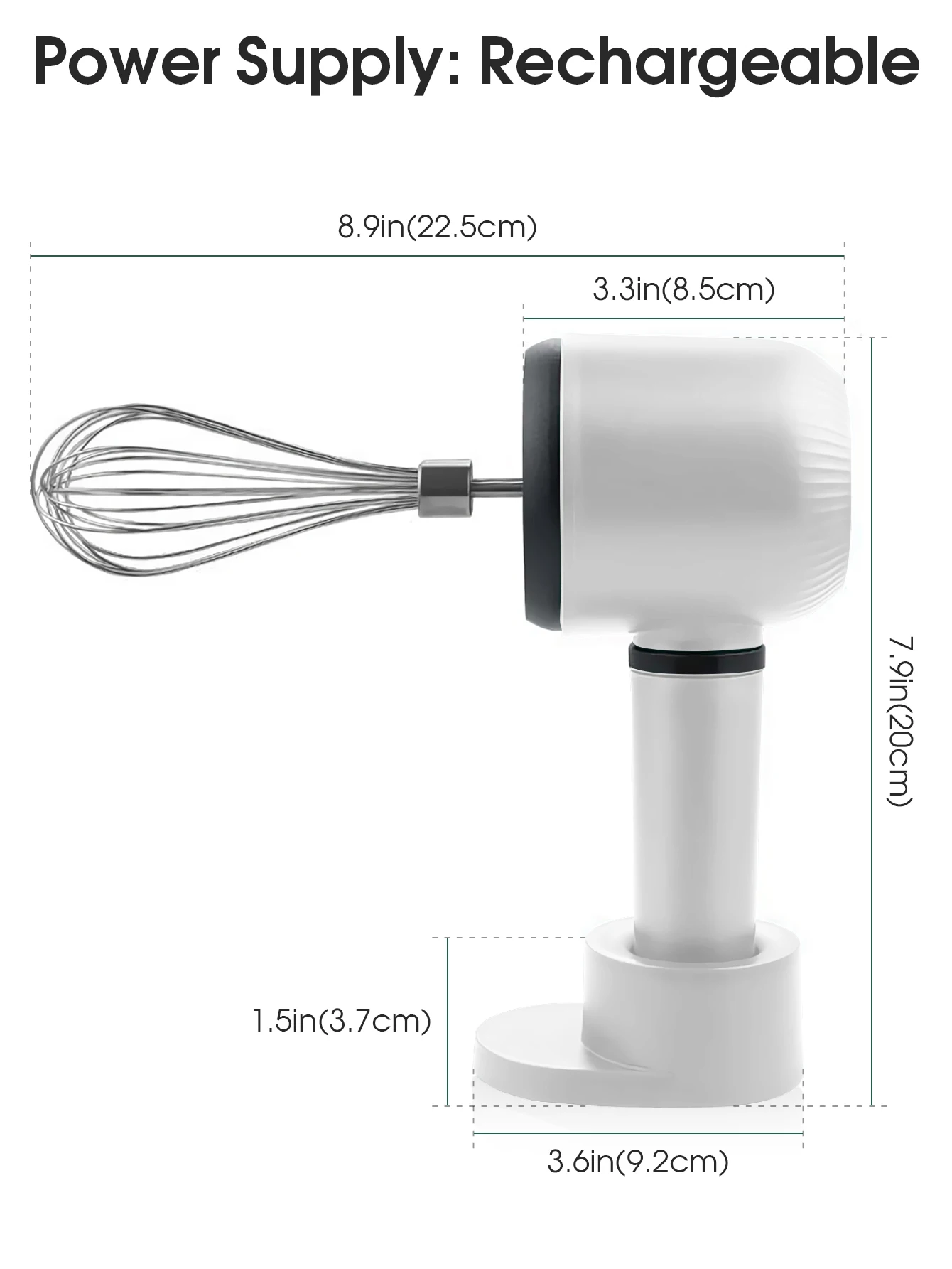 USB Rechargeable Electric Hand Blender Wireless Portable Hand Whisk Rechargeable 3-Speed And 2 Whisk For Baking Whisk Milk Cream