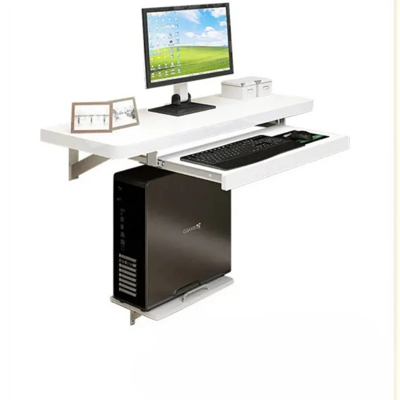 ‌ مكتب حائط زاوية للمساحات الصغيرة - طاولة كمبيوتر عائمة قابلة للطي موفرة للمساحة، محطة عمل مريحة للمكتب المنزلي مع مساحة تخزين