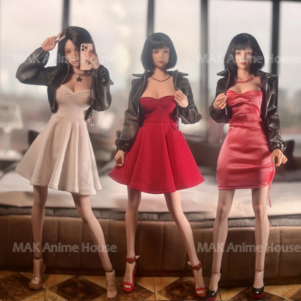 1/6 مقياس ألف خط الفرنسية الخصر مقصوص مظلة تنورة قصيرة سترة جلدية الملابس نموذج ل 12 ''أنثى عمل الشكل الجندي #1