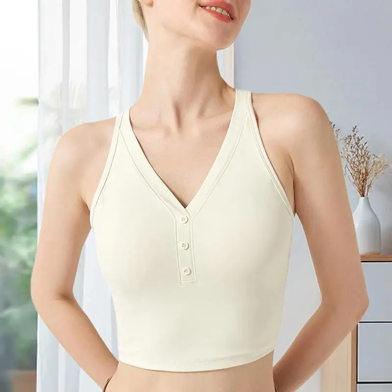 V Neck Bralette With Padding Casual Bralette V Neck Seamless Washed Bralettes For Women Sexy Suspenders Various Occasions