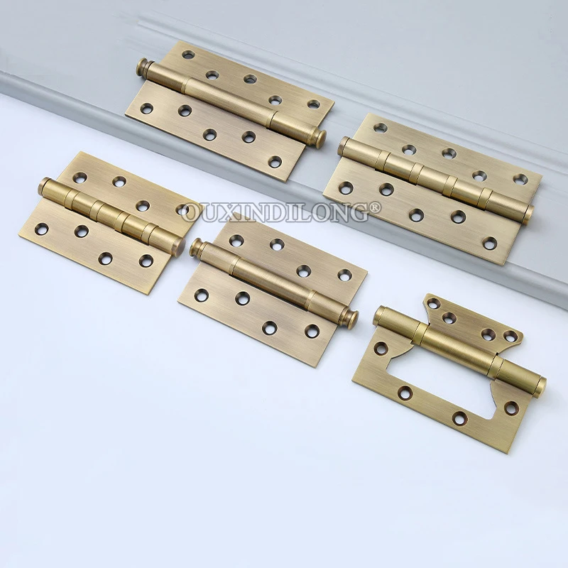 

ГОРЯЧИЕ 3 шт., твердые латунные петли для французской мебели, 4 дюйма/5 дюймов, шарикоподшипники, дверные петли для ворот виллы, бронзовые дверные петли для гостиной, спальни