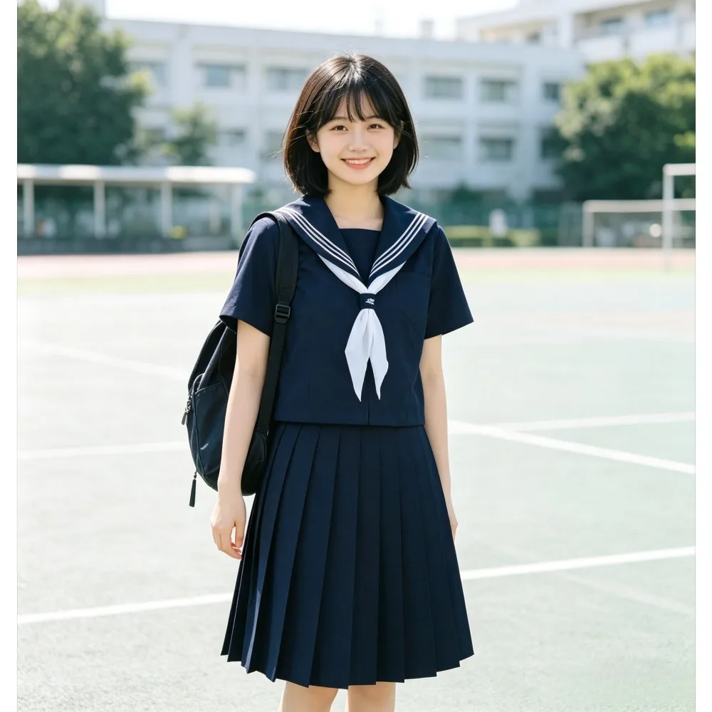 Large Size Basic JK Uniform Short Sleeve Set Summer Japanese Campus Style Comfortable Two Piece Suit Perfect for Class Uniform
