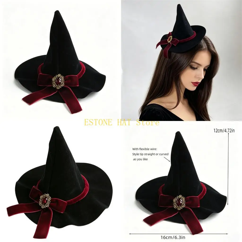 

49MF Magical Wizard Hat Bowknot Hairpin Small Hat Dance Props Holiday Decoration