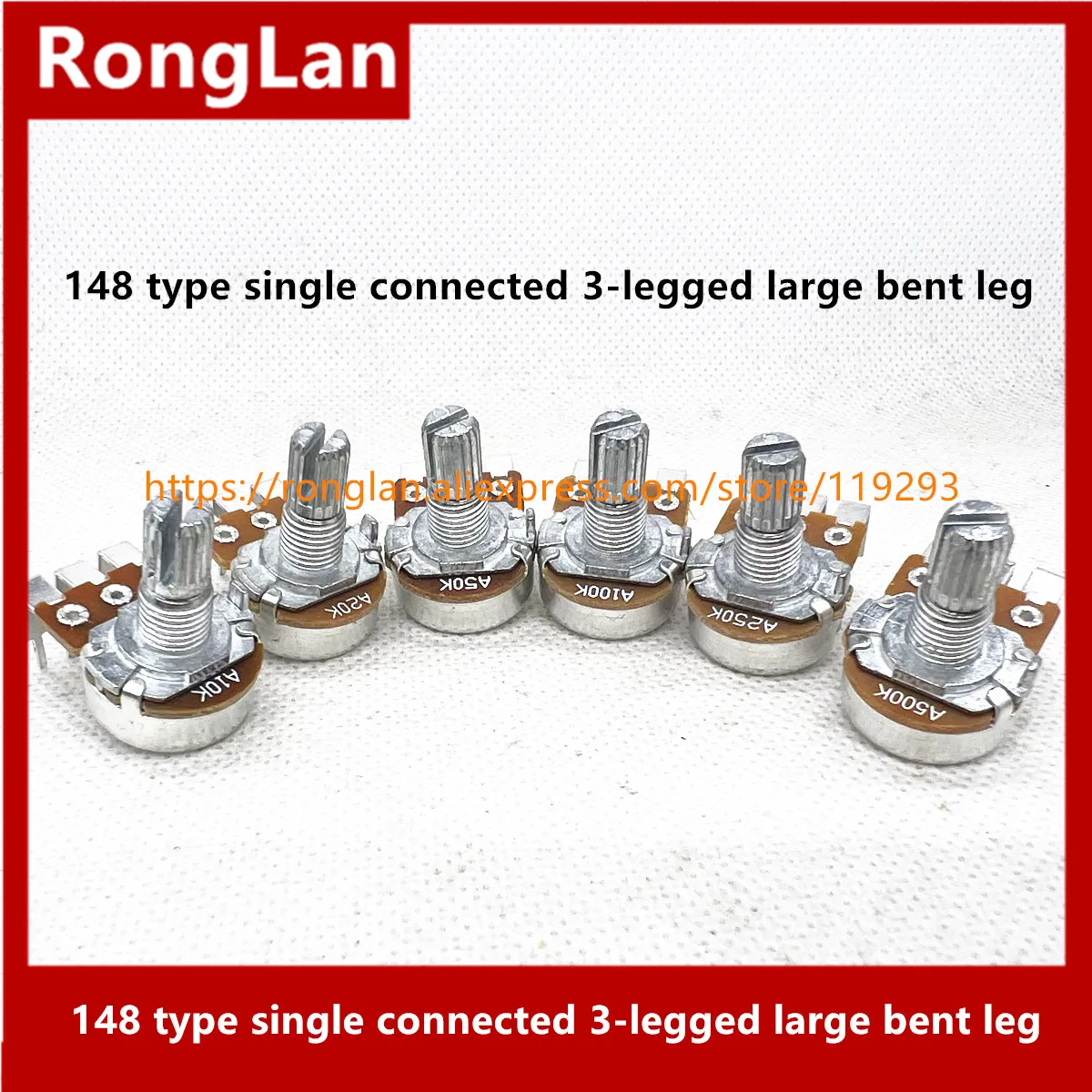 Taiwan  WH148 148 single joint A10K A20K A50K A100K A250K A500K big clubfoot 15MM shaft dedicated volume potentiometer-50PC