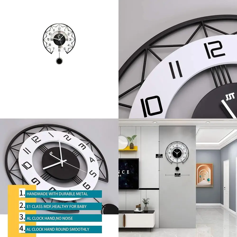 

Современные бесшумные настенные часы с маятником, кварцевые, на батарейках, для стильного декора гостиной, кухни и спальни