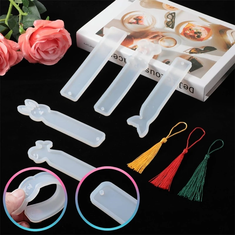 Marcapáginas rectangular de silicona para manualidades, molde transparente de resina epoxi para fabricación de joyas