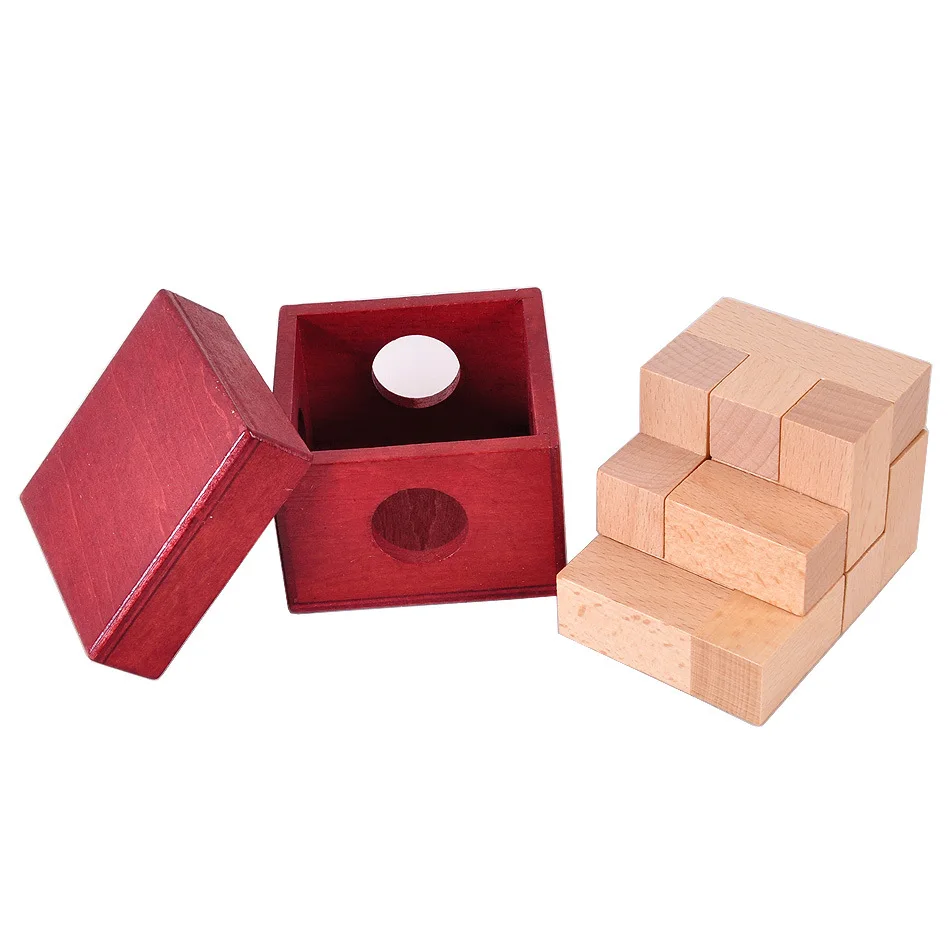 Rompecabezas de cubo Soma de madera lógica 3D con juego de rompecabezas de rompecabezas mental de caja