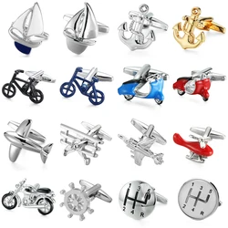 Classic men's French shirt cufflinks Aircraft racing boat anchor motorcycle cuffs button business suit accessories jewelry gifts