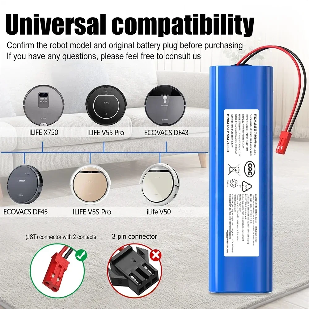 Аккумулятор 14,4 В 18650B4-4S1P-AGX-2 для пылесоса Chuwi/DEXP/Gutrend Joy 95 iLife v50/v55/v8s/v5s pro/v3s pro.