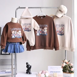 Family Warm Sweatshirts Christmas Winter Autumn Father Mother and Son Daughter Thick Long Sleeve Tops Baby Newborn Bodysuit Hat