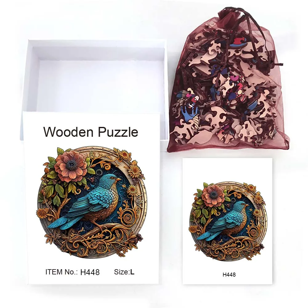 Wooden jigsaw Blue Bird gift box Exquisite gift Irregular animal shape jigsaw personalized senior unique gift family interaction