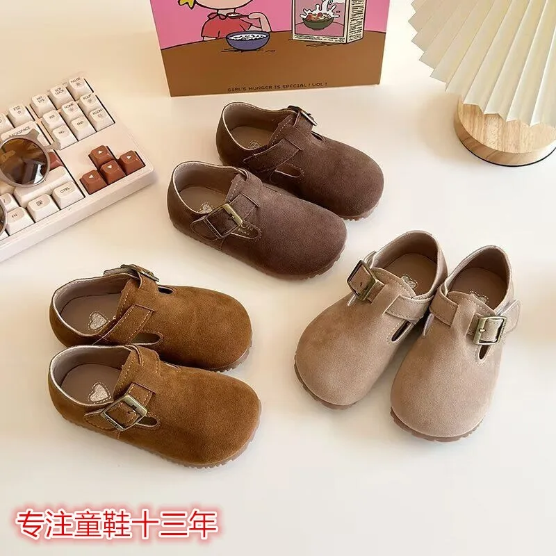 

Fashion Girls' Shoes 2025 Autumn New Kids Leather Shoe Simple Child Flat Casual Shoes Retro Versatile Girls Performance Shoe