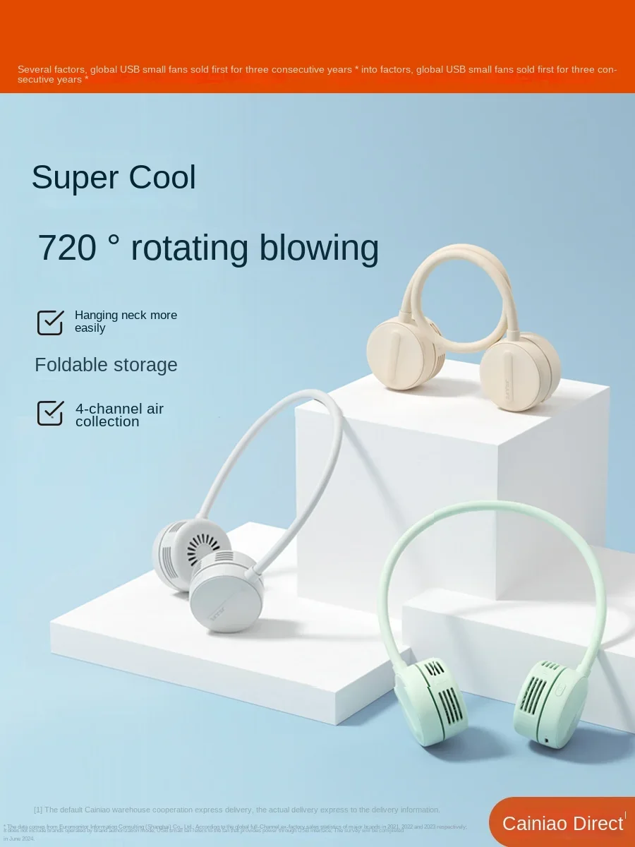 

Neck fan small portable small silent lazy neck neck turbine bladeless foldable usb charging mini kitchen summer fan