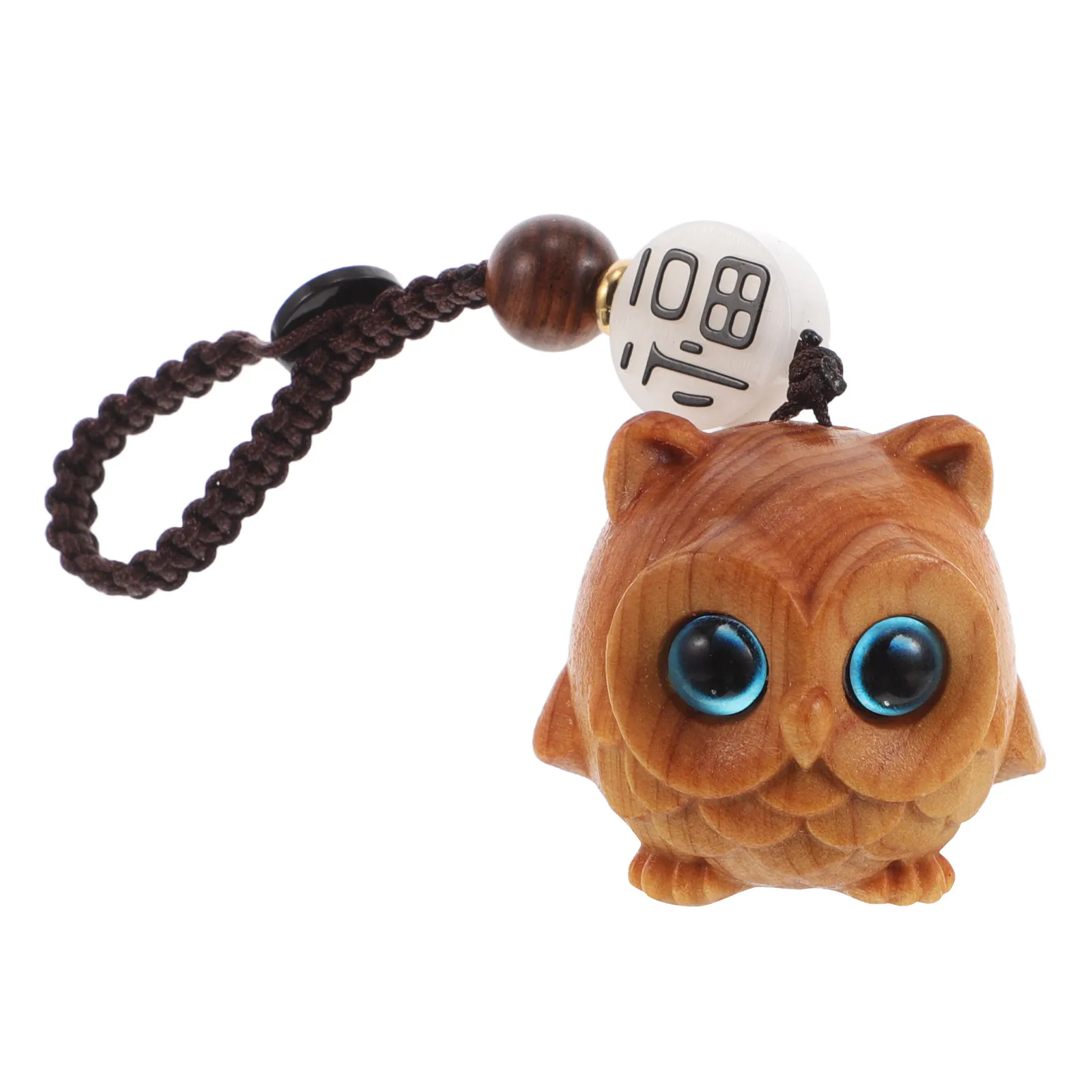 Wooden Car Key Keychain Holder For Bag Pendant Decoration Christmas Stocking Stuffers Owl Hand-carved view 4