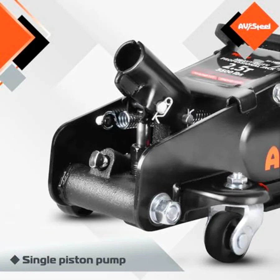 Cric de sol à profil bas de 2,5 tonnes, 5500 lb, avec pompe à piston unique pour l'entretien automobile robuste, idéal pour les réparations automobiles et