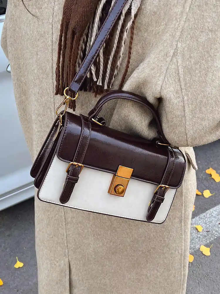 

Женская весенне-осенняя новая универсальная сумка почтальона через плечо из мягкой искусственной кожи, модная ручная офисная маленькая квадратная сумка