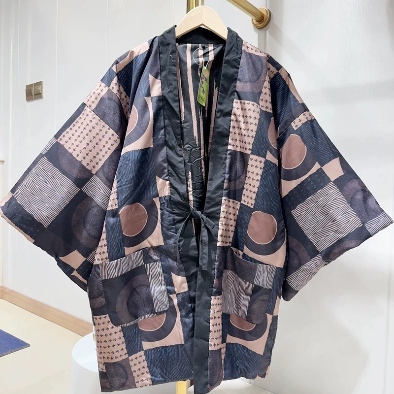 

Autumn Winter Japanese Dragon Print Hanten Coat Kimono Men Women Harajuku Loose Lightweight Yukata Top Jacket Reversible