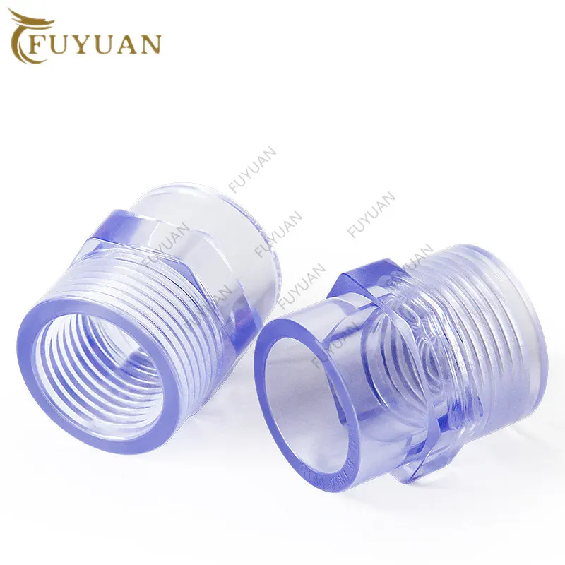 

1pc UPVC Pipe Transparent 1/2"~ 2" Female Thread Connectors Watering Tube Adapter Fittings Aquarium Fish Tank Socket Joints