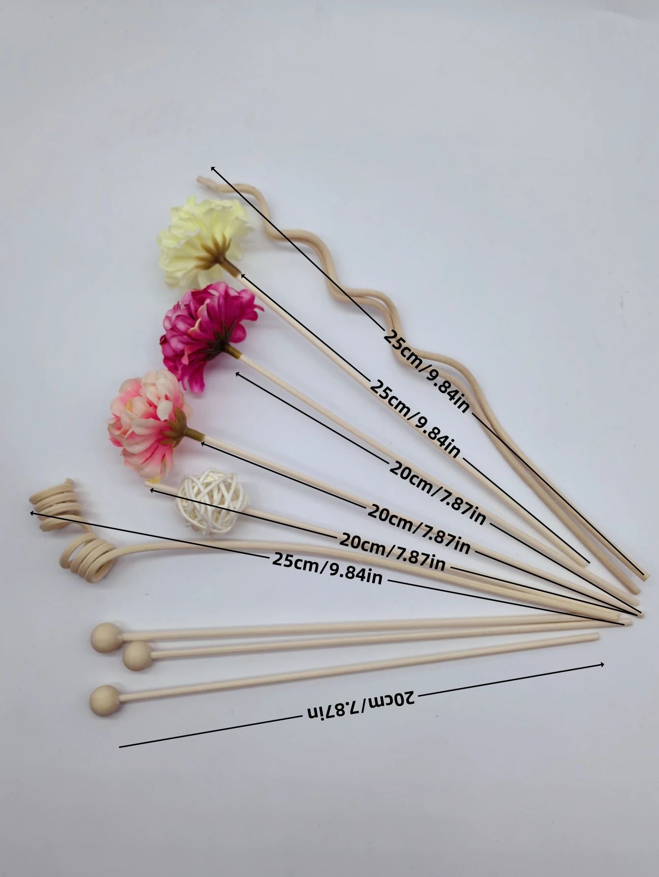 9pcs/Set Hydrangea Flower Reed Diffuser Sticks DIY Fireless Air Freshener Rattan Wicks Home Decor Fragrance Replacement Refill