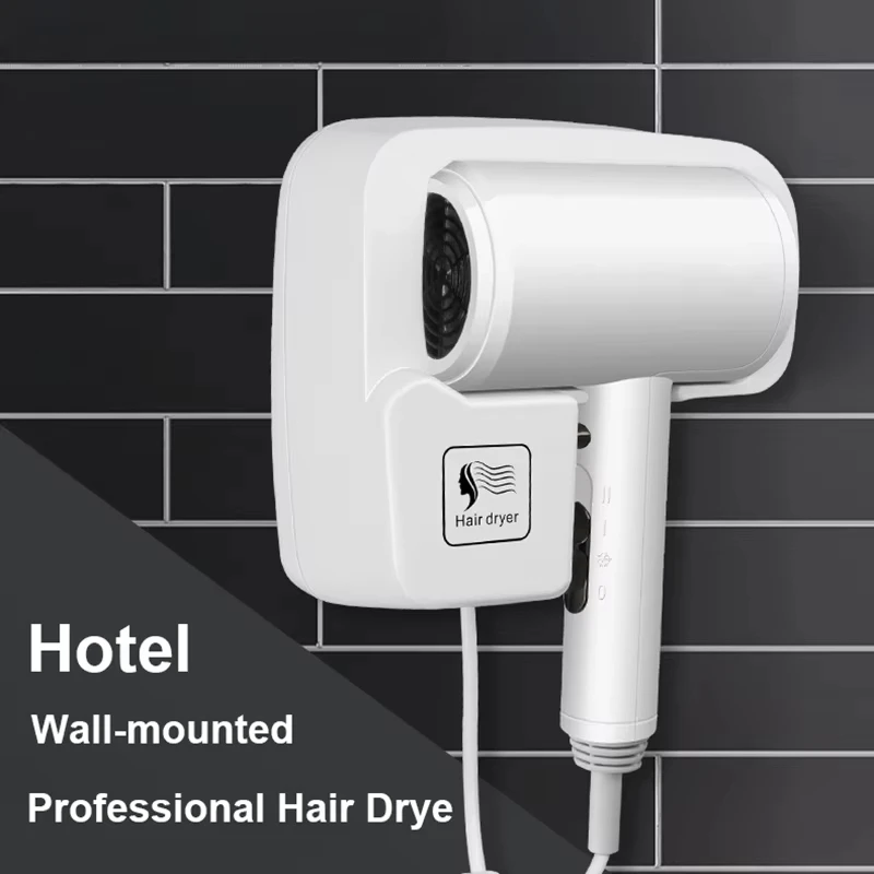 220V Wall Mounted HairDryer Professional Constant Temperature Dryer Hotel Bathroom Hair Dryers  with Holder Base Free Punching