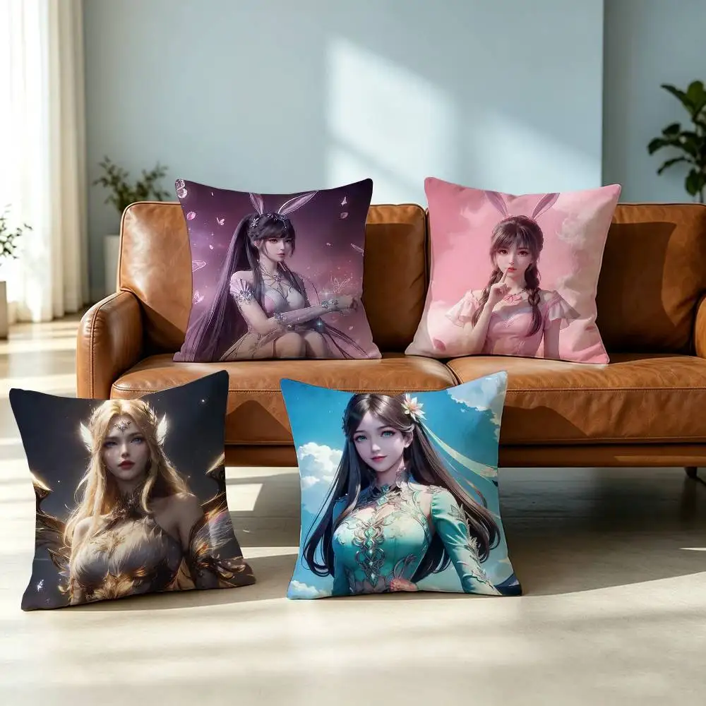 Soul Land Douluo-DaluTang San Xiao Wu Pillow Case Square Double-Sided Sofa Cushion Cover Bedroom Bedside Pillow Gift