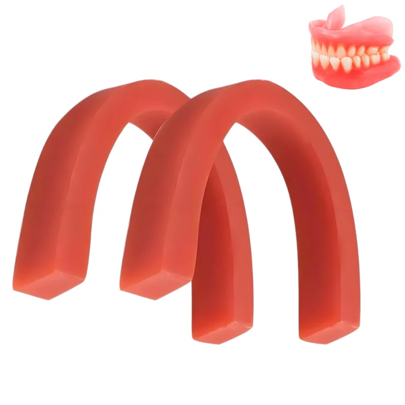 

2pcs U Shape Red Dental Base Plate Wax Rim Occlusal Bite Block for Full Arch Denture Professional Lab Casting Wax Dentistry Tool